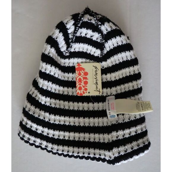 Free People Movement NF42301 Women's Black/White Stripe It Up Cool Down Beanie - Picture 7 of 9